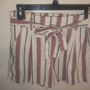 Ci Sono Striped Women's Tie Front Shorts